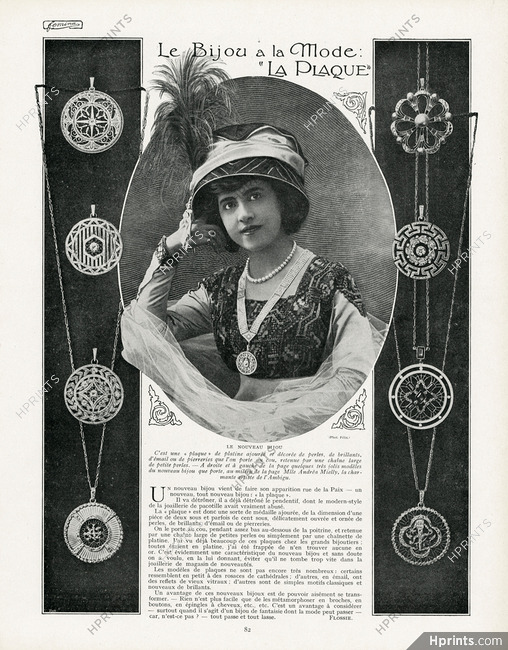 Le Bijou à la Mode, La Plaque 1910 Mlle Andréa Mielly, Photo Félix