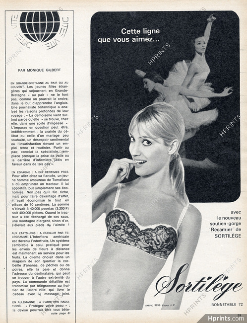 Sortilège (Lingerie) 1966 "Recamier" Lace Brassiere, Ballet Dancer
