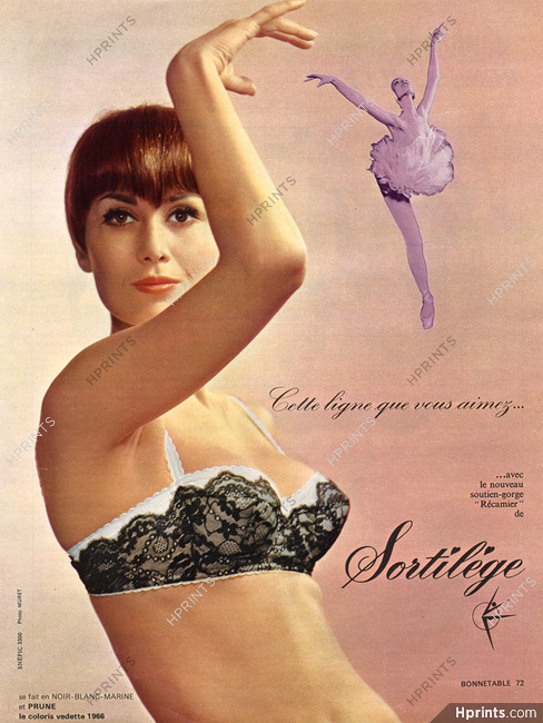 Sortilège (Lingerie) 1966 "Récamier" Lace Brassiere, Ballet Dancer