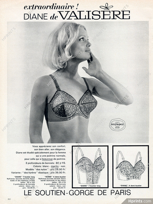 Valisère (Lingerie) 1964 Diane Lace Brassiere — Advertisement