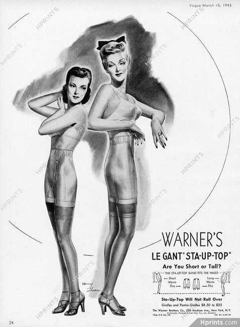 1949 Warner's Warnerette Underwear Lingerie Vintage PRINT AD Bras Girdles  B&W