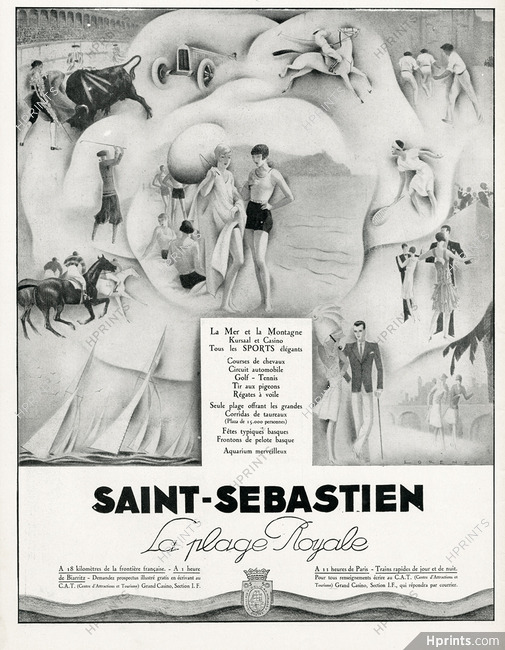Saint-Sebastien 1929 Royal Beach, Polo, Corrida, San Sebastian, Fabius Lorenzi (L)