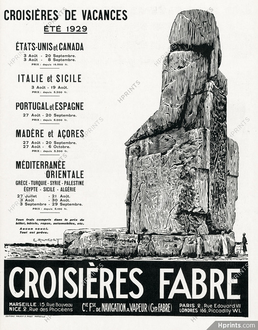 Croisières Fabre 1929 Egypt, E. Richelet