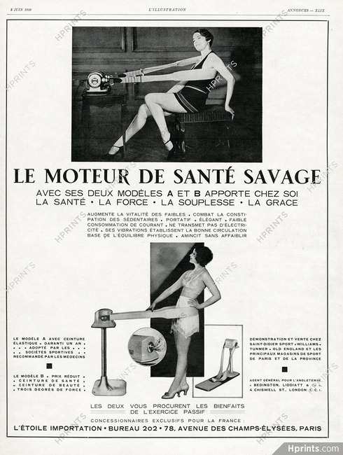 Le Moteur de Santé Savage 1929 Ceinture de santé, Exercice passif