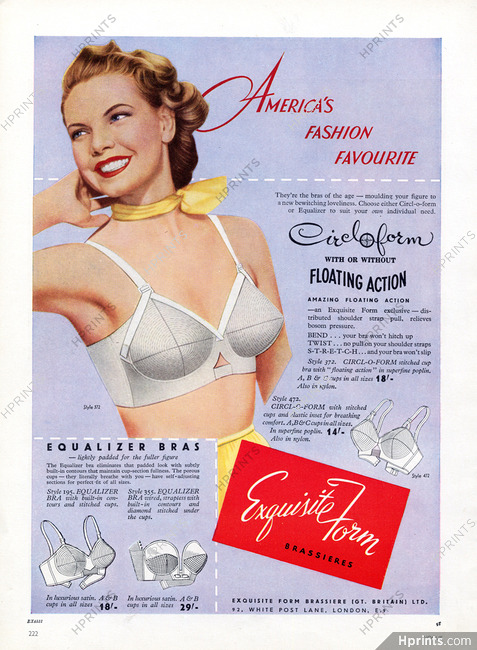 1952 Exquisite Form Brassiere Co PRINT AD 505 Style Often Copied