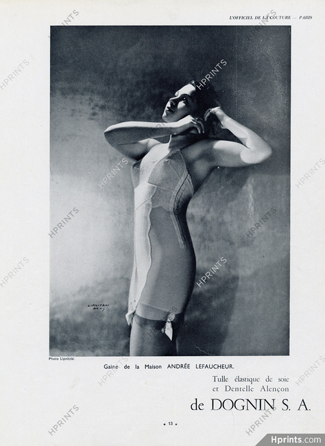 Andrée Lefaucheur (Corsetmaker) 1938 Corselette Girdle, Dognin, Photo Boris Lipnitzki