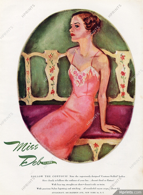 Stylecraft (Lingerie) 1947 "Miss Deb slips" Nightgown