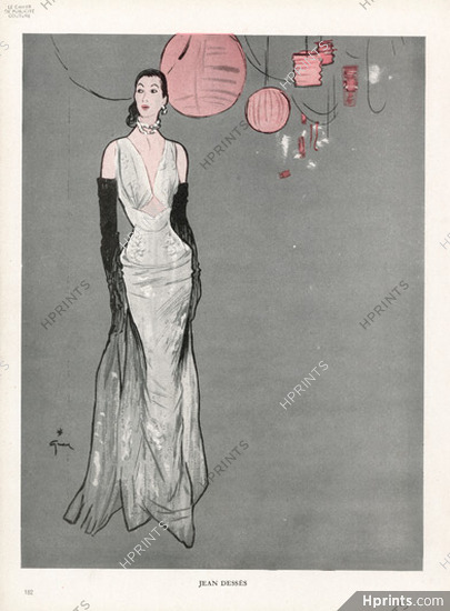 Jean Dessès 1946 Evening Gown, René Gruau