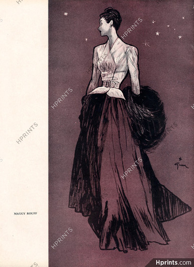 Maggy Rouff 1946 Evening Gown, René Gruau