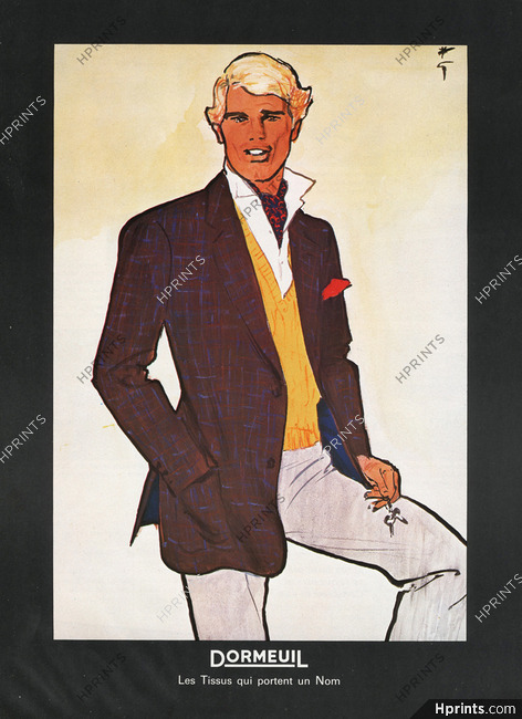 Dormeuil (Fabric) 1983 Men's Clothing, René Gruau