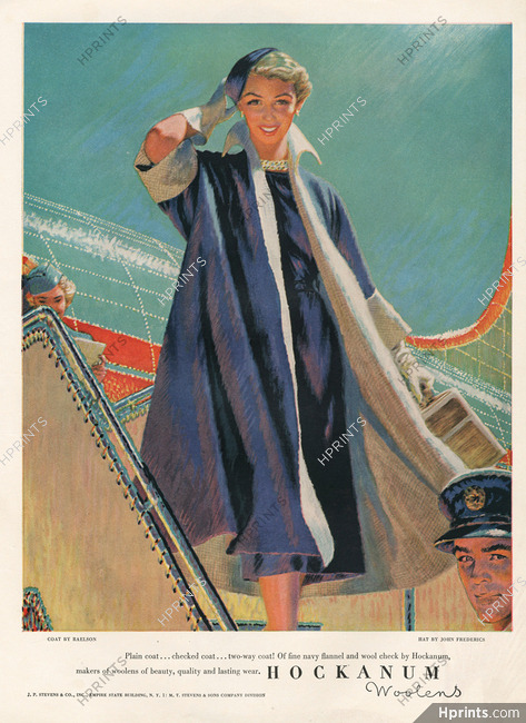 Hockanum (Fabric) 1951 Coat by Raelson, Hat by John Frederics