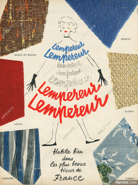 Lempereur (Clothing) 1956 Moreau, Raimon, Labbey, Leonard, Lesur, Dumas & Maury, Oleg Zinger, Fabric