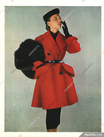 Christian Dior 1950 Veste trois-quarts en lainage, manchon renard