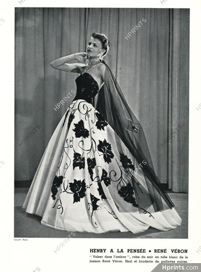 Henry à la Pensée 1950 Evening Gown, René Véron, Photo Louis Astre
