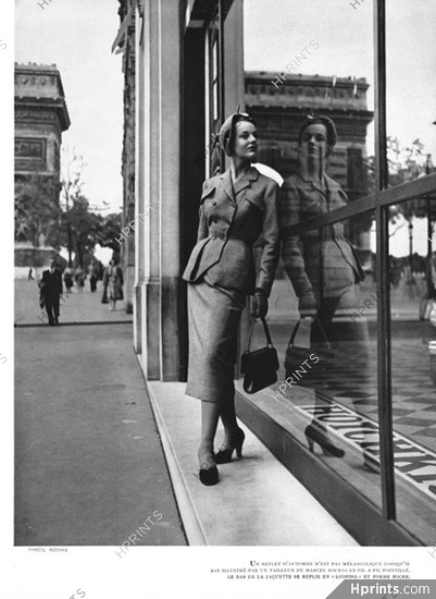 Marcel Rochas 1949 Tailleur, Champs-Elysées, Arc De Triomphe,