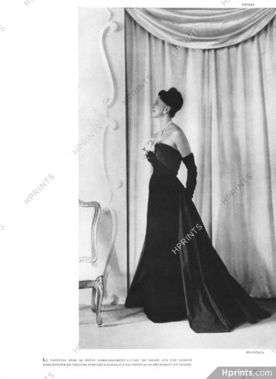 Balenciaga 1949 Taffetas noir, Robe du soir, Photo Grenne