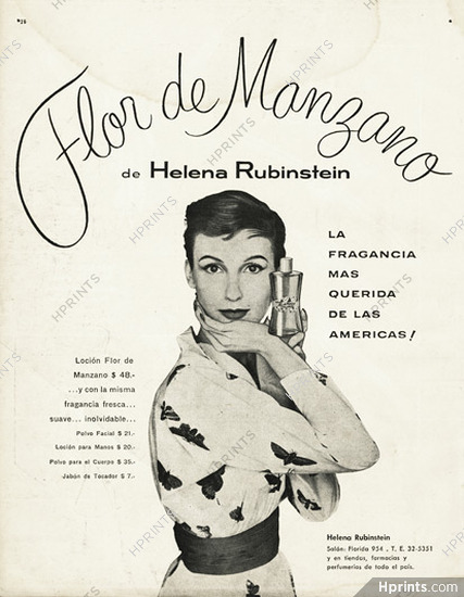 Helena Rubinstein (Perfumes) 1955 Flor de Manzano, Argentinian Advert
