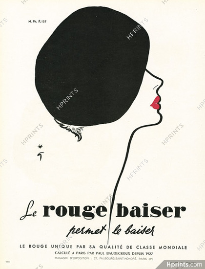 Rouge Baiser (Cosmetics) 1950 René Gruau (Béret B)