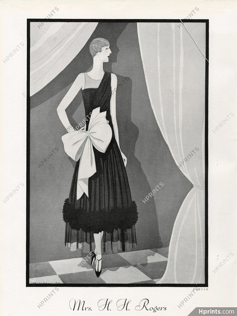 Jeanne Lanvin 1927 Reynaldo Luza, taffeta ruching, black tulle, asymetric cut