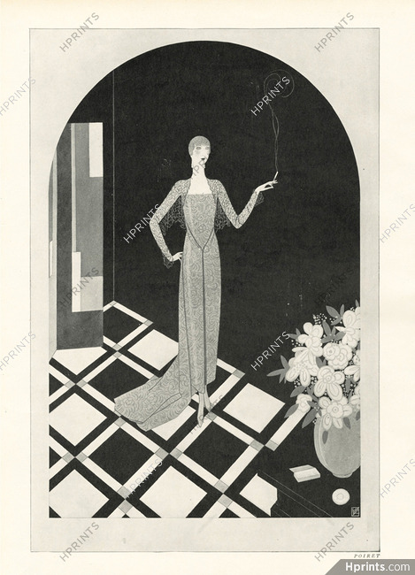 Paul Poiret 1927 Evening Dress, cape sleeves of gold lace, Reynaldo Luza