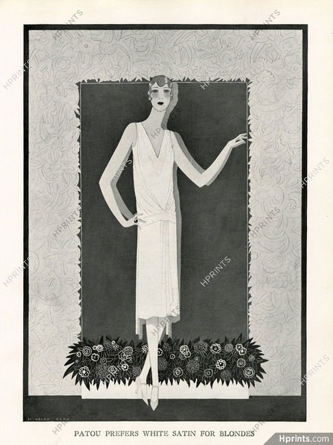 Jean Patou 1927 white satin embroidered, Reynaldo Luza