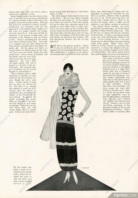 Paul Poiret 1927 Turban of Gold, Orientalism Evening Dress, Reynaldo Luza
