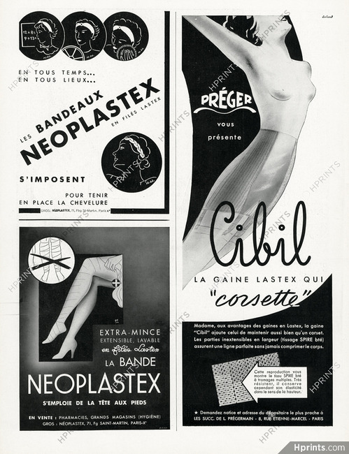 Préger Cibil (Girdles) & Neoplastex 1936