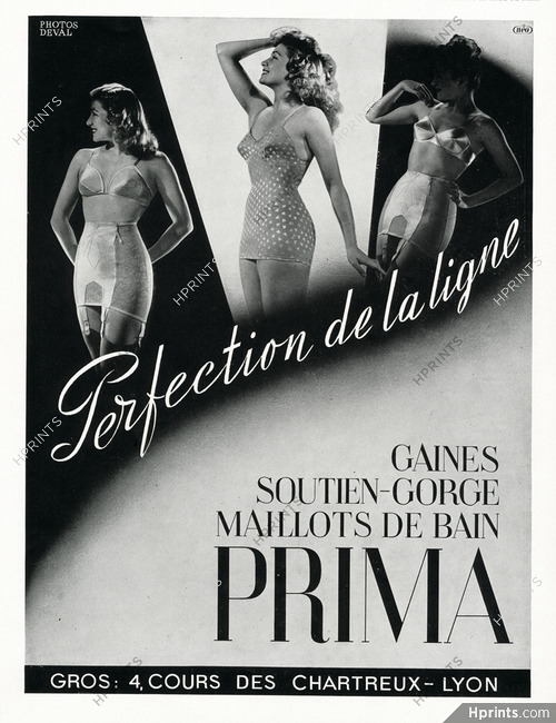 Prima (Lingerie) Ets Bernard 1950 Swimwear Bra Girdle, Photos Deval