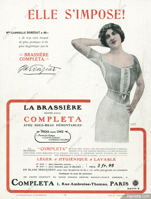 Completa (Brassière) 1913 Girdle, Brassiere, Gabrielle Dorziat