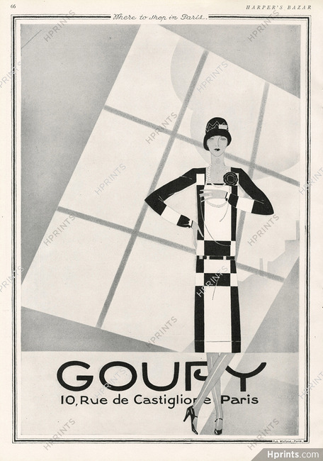 Goupy 1927 Jean Pagès, black and white dress