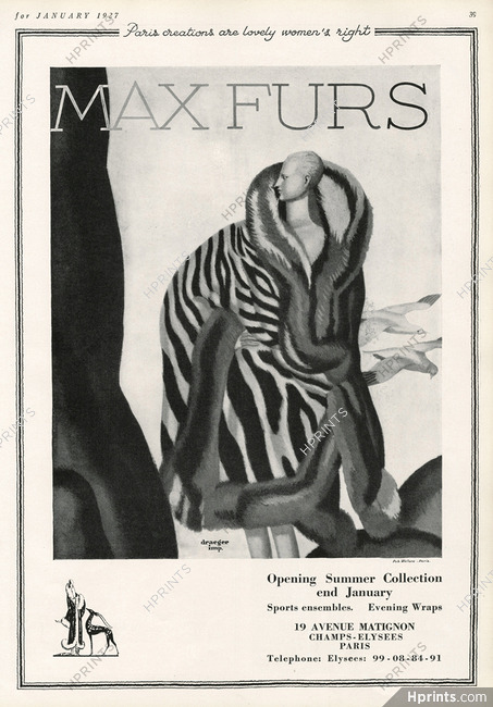 Fourrures Max 1927 Jean Dupas, Fur Coat, Art Deco Style