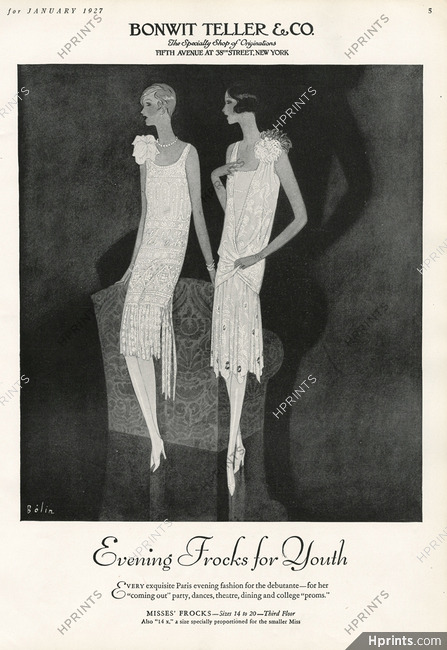 Bonwit Teller 1927 William Bolin, Evening Frocks for Youth