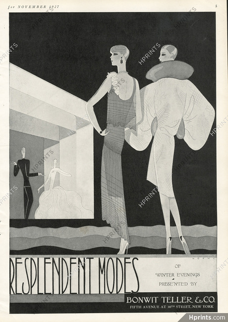 Bonwit Teller 1927 Raymond Loewy, Evening Gown, Evening Coat