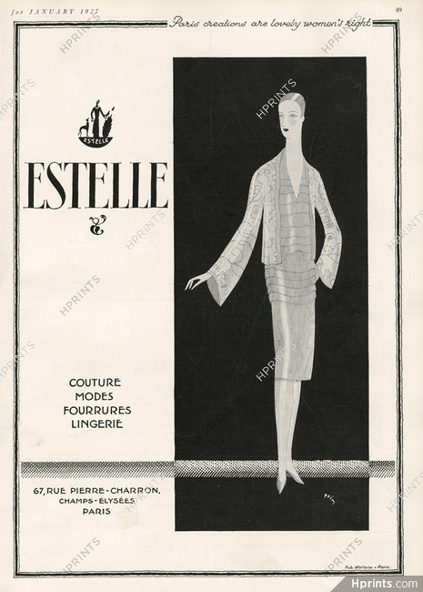 Estelle (Couture) 1927 Pierre Simon, Dinner Dress
