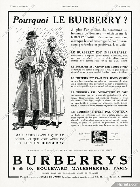 Burberrys (Clothing) 1934 Raincoats for Woman & Man