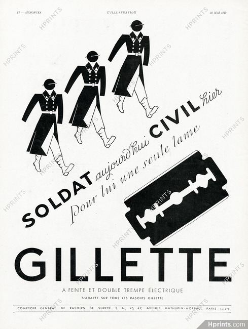 Gillette 1940 Soldat, Civil, World War II