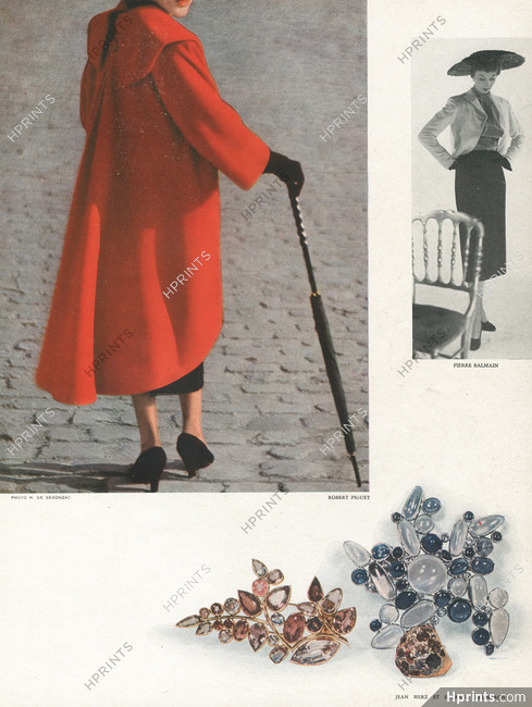 Jean Herz Suzanne Belperron (Jewels clips) 1959 Robert Piguet red Coat