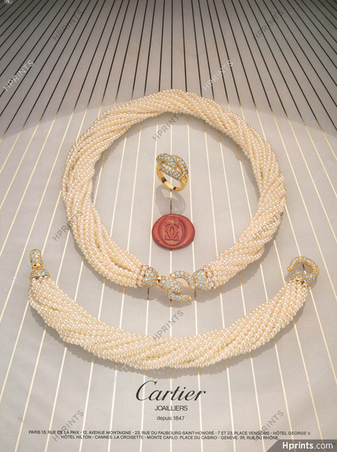 Cartier 1983 Necklace, Bracelet, Ring, Pearls