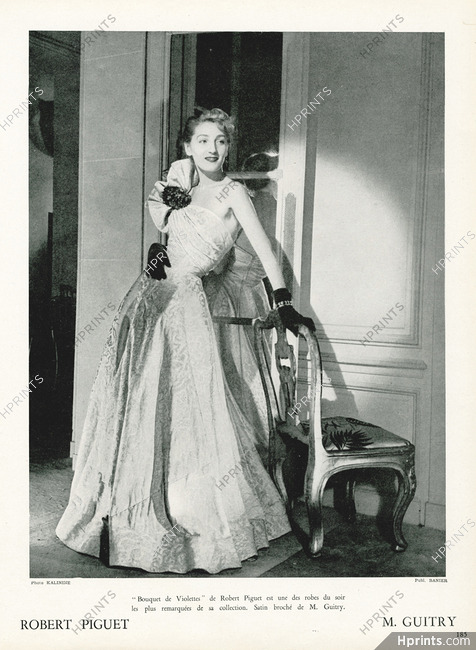 Robert Piguet 1948 Evening Gown, satin broché, Photo Kalinine