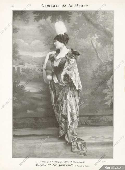 Grunwaldt 1913 Velvet Coat, Collar of Fox, Photo Talbot