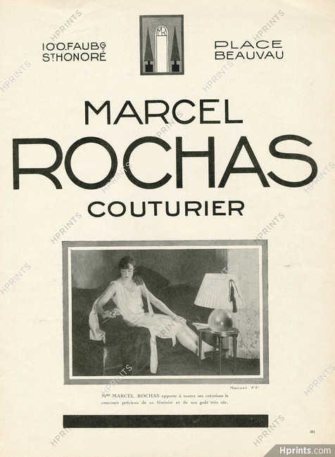 Marcel Rochas 1926 Mrs Marcel Rochas, Ph. Manuel Frères, 100 Faubourg St Honoré, Place Beauvau, Paris