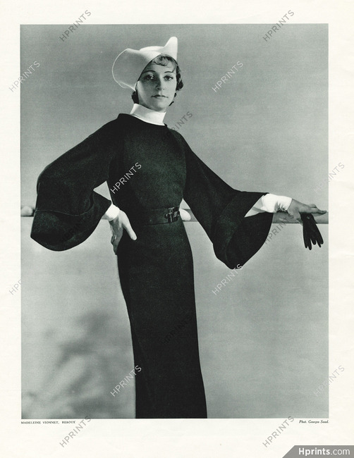 Madeleine Vionnet 1934 black Dress-coat, Photo Georges Saad, Caroline Reboux