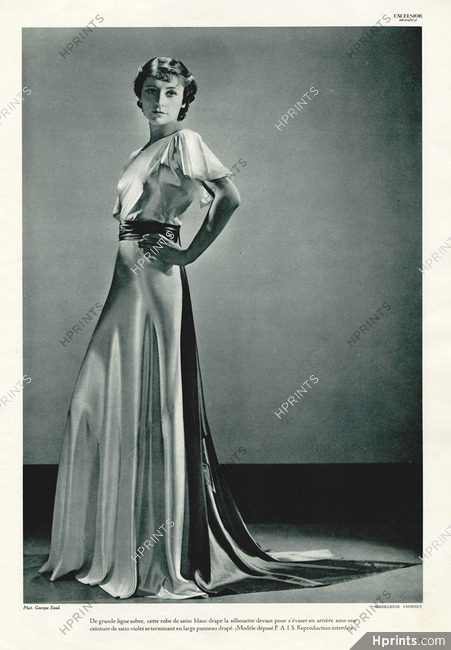Madeleine Vionnet 1934 white satin, Evening Gown, Photo Georges Saad