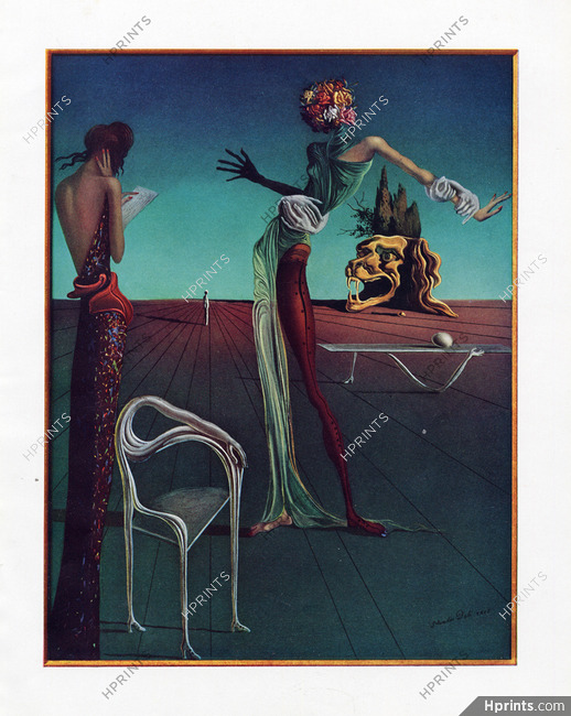 Salvador Dali 1935 "Dream" Evening Gown, Fashion Illustration, Marshall Field & Company