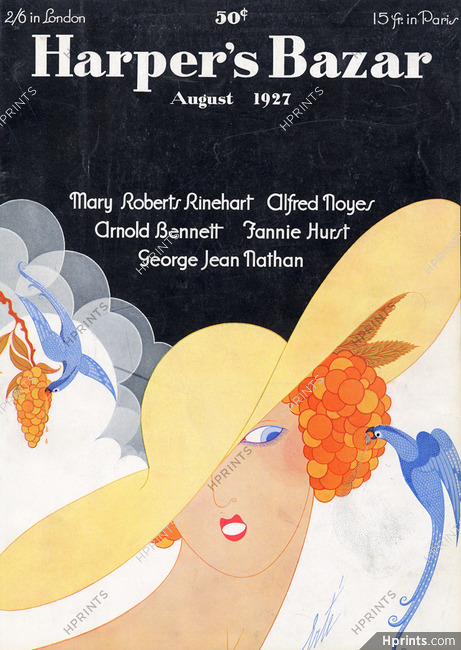 Erté (Romain de Tirtoff) 1927 August, Harper's Bazaar cover, Hat