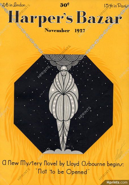 Erté (Romain de Tirtoff) 1927 November, Harper's Bazaar cover, Art Deco
