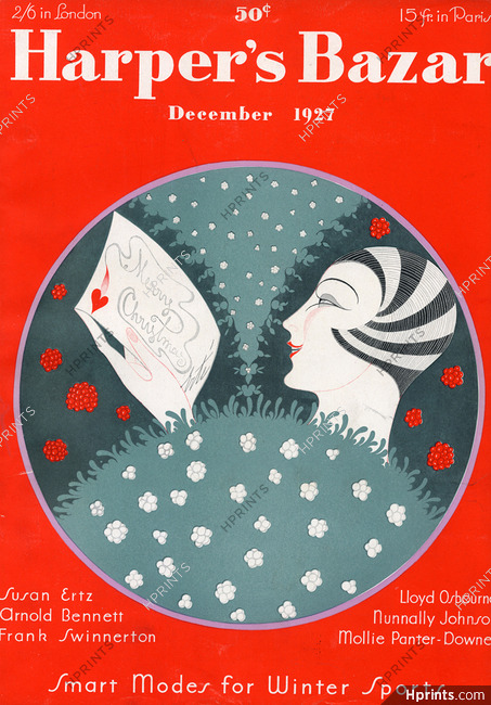 Erté (Romain de Tirtoff) 1927 December, Harper's Bazaar cover, Art Deco