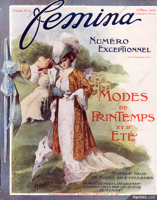 Etienne Drian 1908 Femina cover, Elegant Parisienne