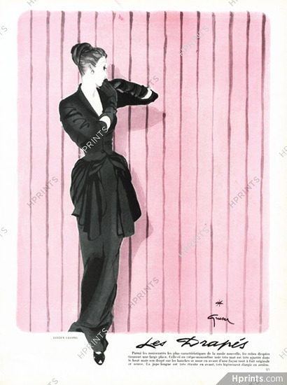 Lucien Lelong 1945 Evening Dress, René Gruau