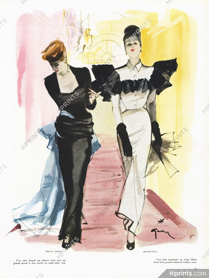 Maggy Rouff & Balenciaga 1945 René Gruau, Evening Gown